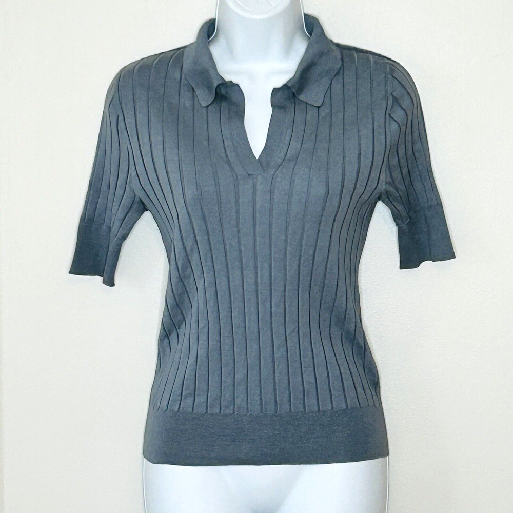 Women's Gray Ribbed Knit Top